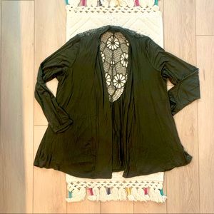 Lovely Olive green lace back cardigan